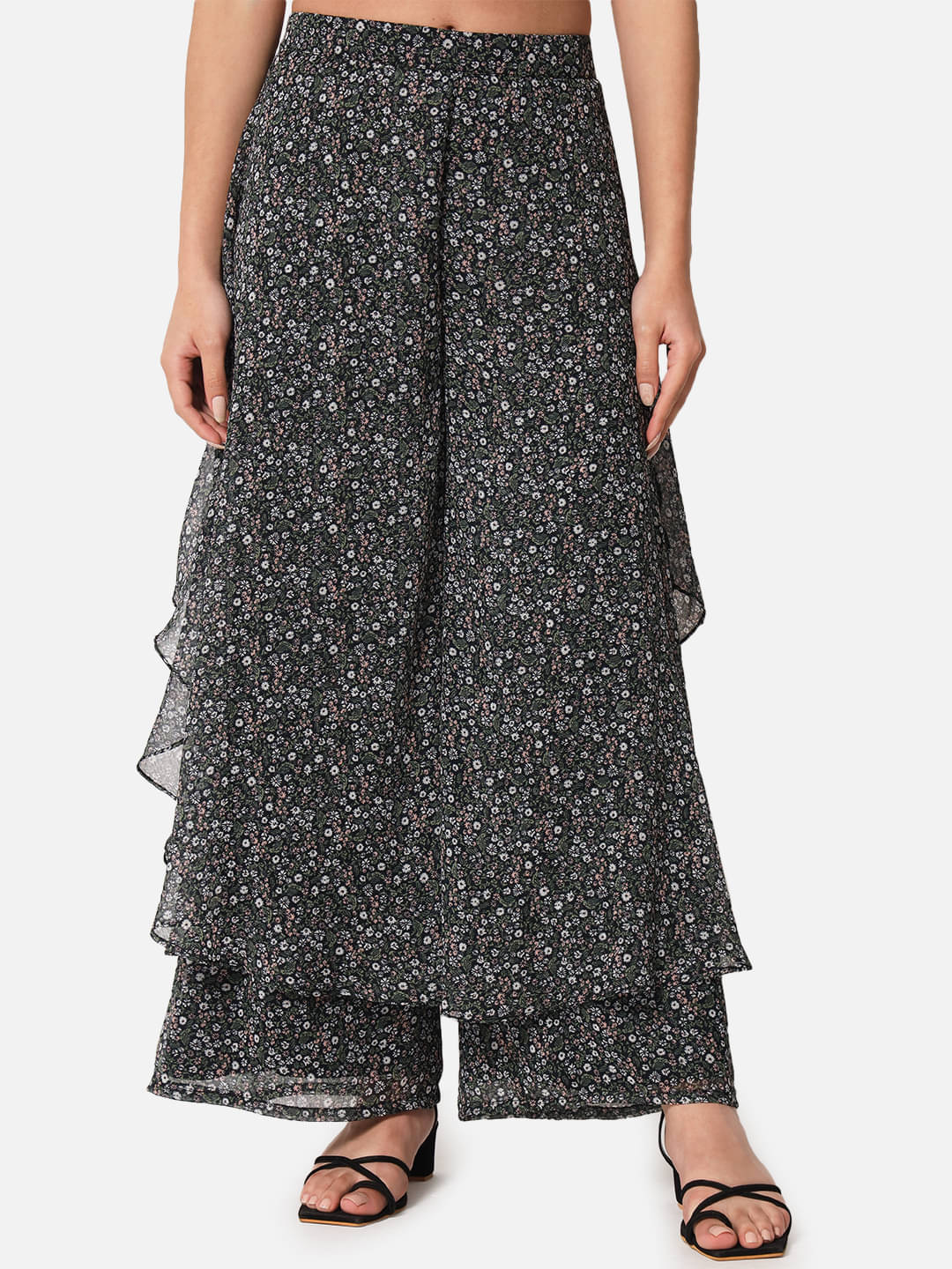     			OTIRA Pack of 1 Georgette Flared Women's Palazzos ( Black )