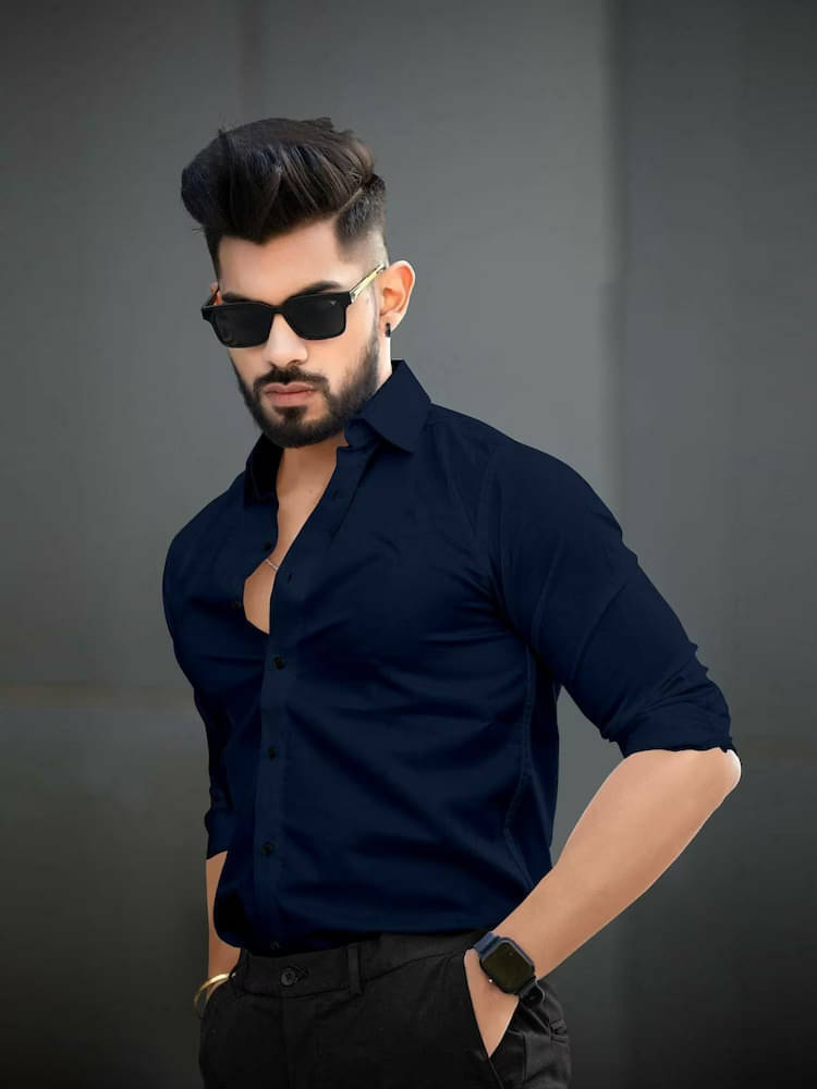 Vyzer Cotton Blend Regular Fit Solids Full Sleeves Men's Casual Shirt - Blue ( Pack of 1 ) Vyzer Cotton Blend Regular Fit Solids Full Sleeves Men's Casual Shirt - Blue ( Pack of 1 )