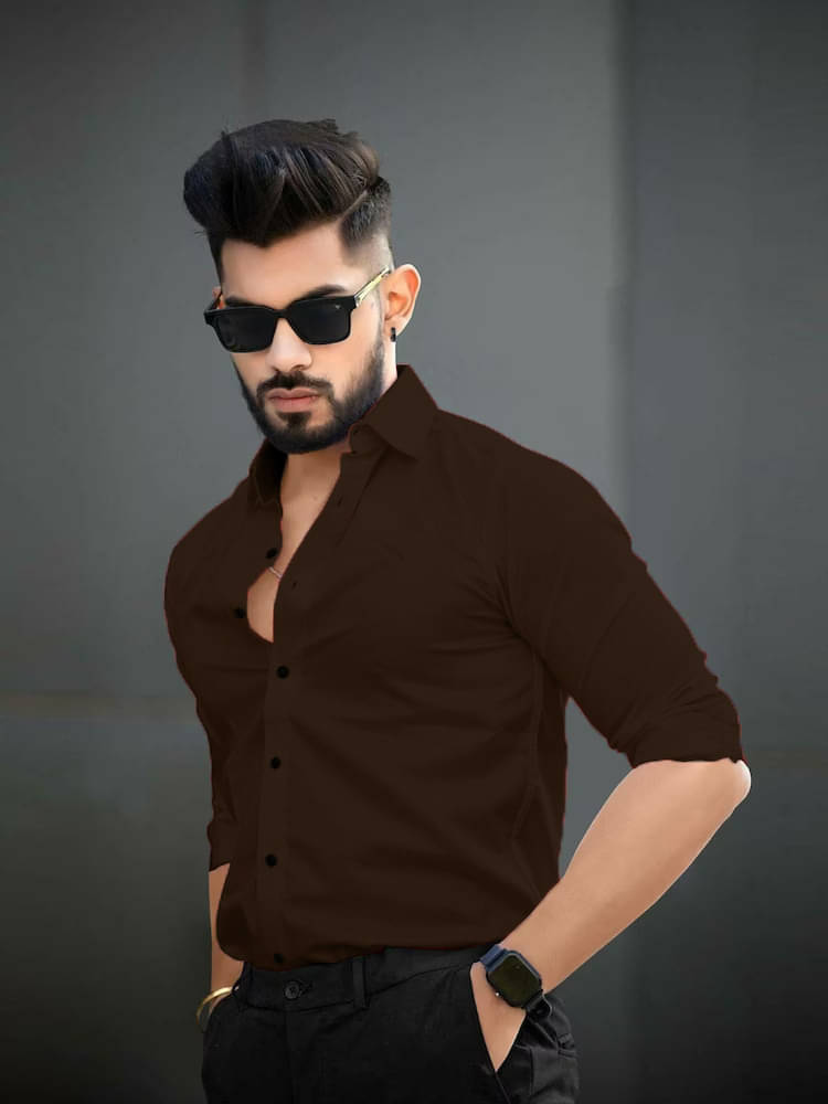 Vyzer Cotton Blend Regular Fit Solids Full Sleeves Men's Casual Shirt - Khaki ( Pack of 1 ) Vyzer Cotton Blend Regular Fit Solids Full Sleeves Men's Casual Shirt - Khaki ( Pack of 1 )