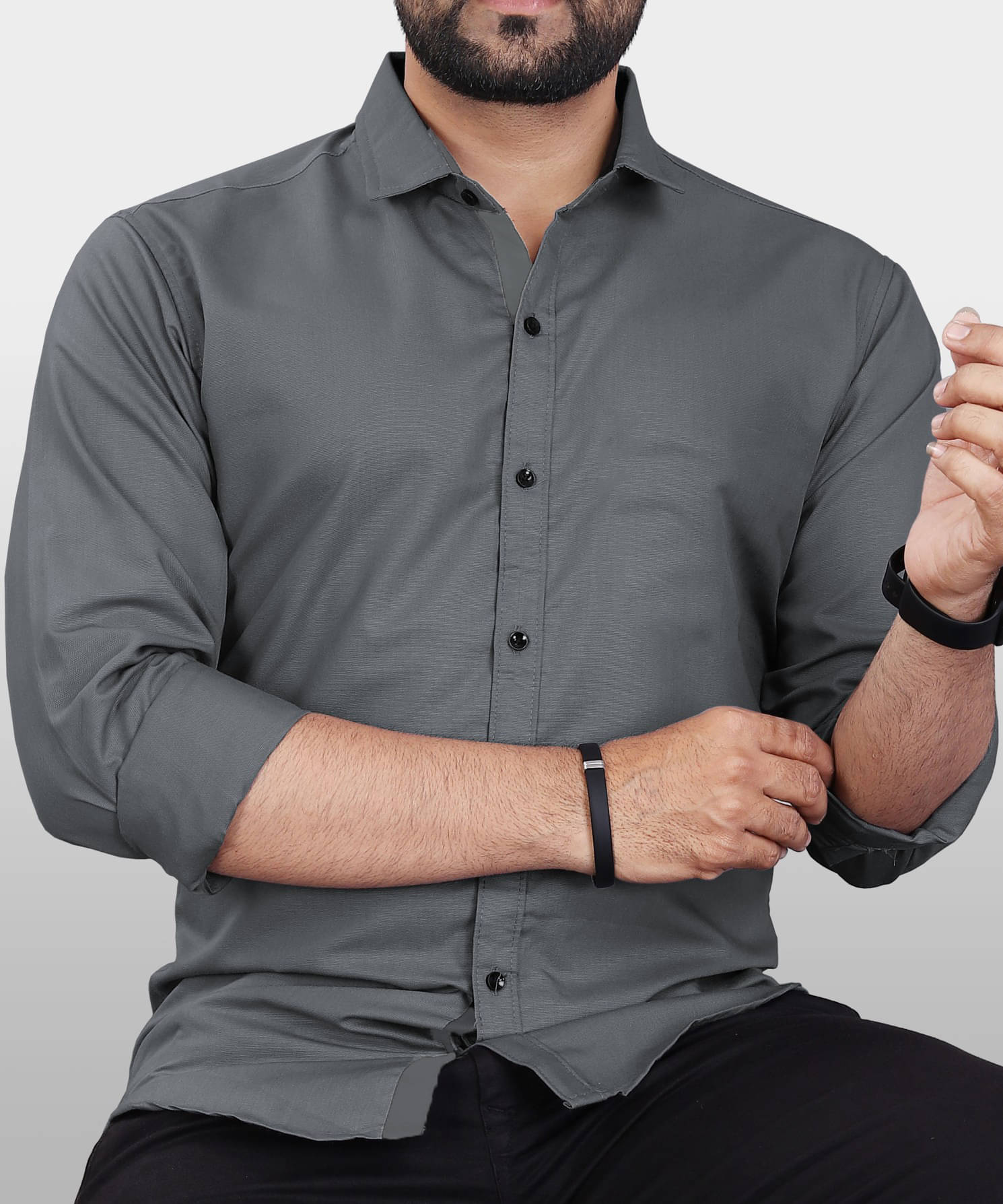 Vyzer Cotton Blend Regular Fit Solids Full Sleeves Men's Casual Shirt - Grey ( Pack of 1 ) Vyzer Cotton Blend Regular Fit Solids Full Sleeves Men's Casual Shirt - Grey ( Pack of 1 )