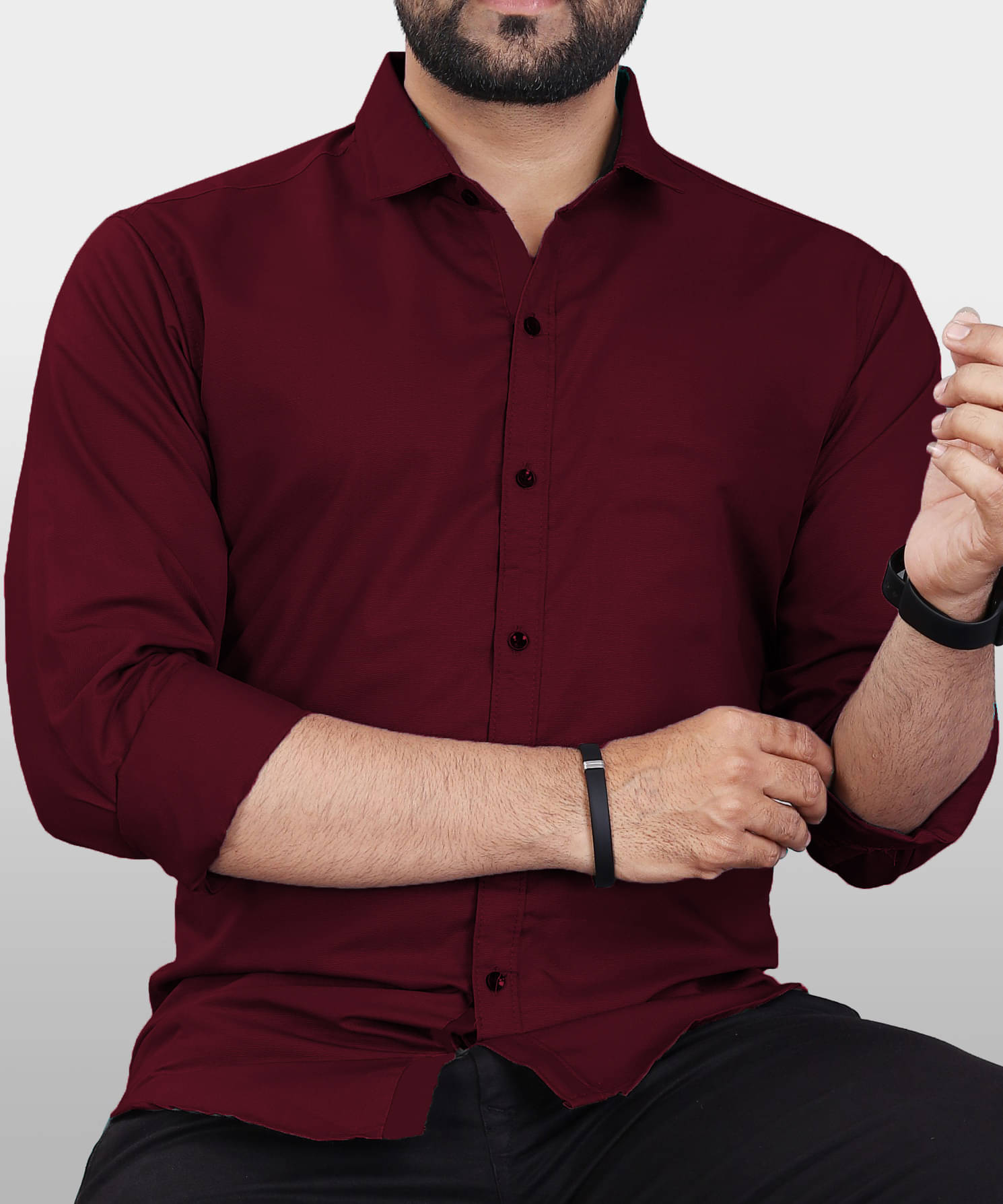     			Vyzer Cotton Blend Regular Fit Solids Full Sleeves Men's Casual Shirt - Maroon ( Pack of 1 )