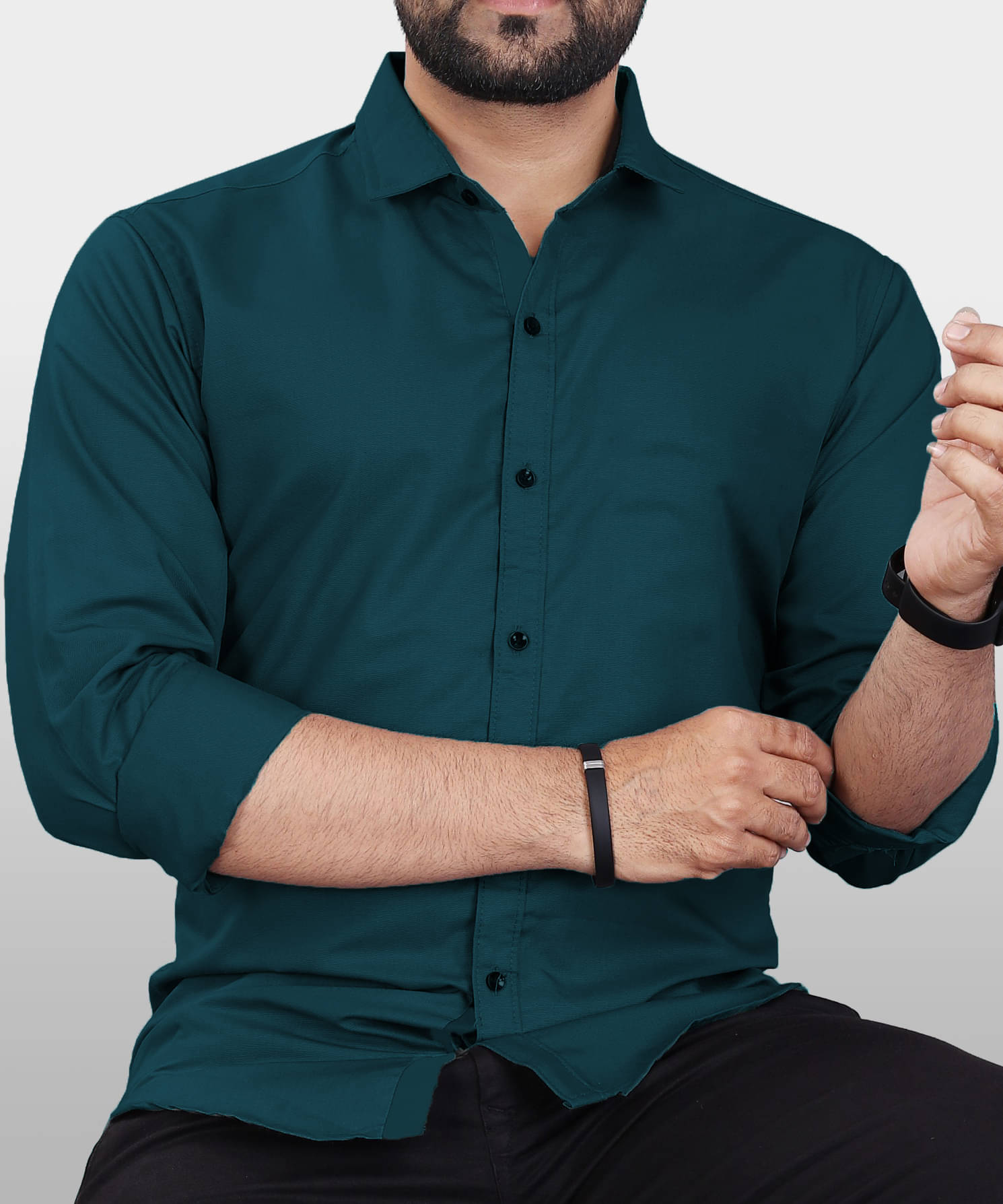 Vyzer Cotton Blend Regular Fit Solids Full Sleeves Men's Casual Shirt - Turquoise ( Pack of 1 ) Vyzer Cotton Blend Regular Fit Solids Full Sleeves Men's Casual Shirt - Turquoise ( Pack of 1 )