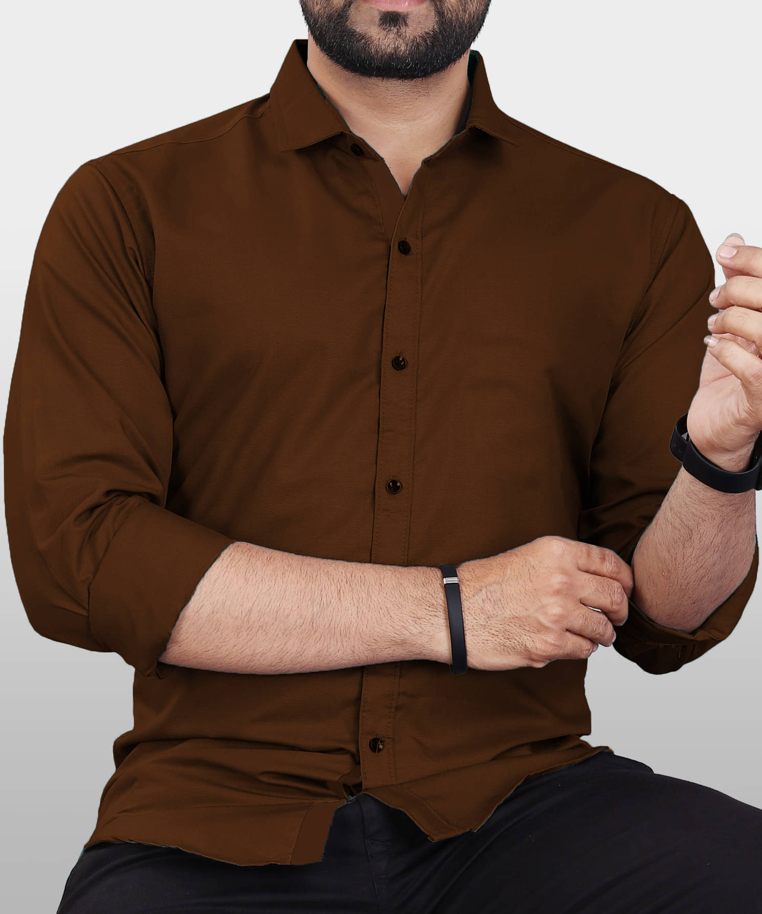 Vyzer Cotton Blend Regular Fit Solids Full Sleeves Men's Casual Shirt - Brown ( Pack of 1 ) Vyzer Cotton Blend Regular Fit Solids Full Sleeves Men's Casual Shirt - Brown ( Pack of 1 )