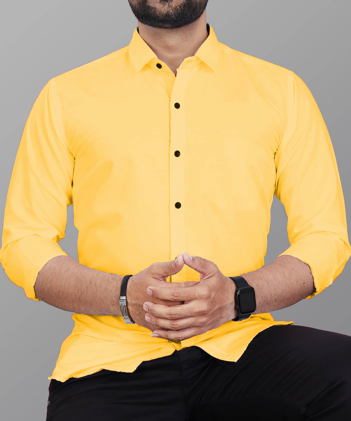     			Vyzer Cotton Blend Regular Fit Solids Full Sleeves Men's Casual Shirt - Yellow ( Pack of 1 )