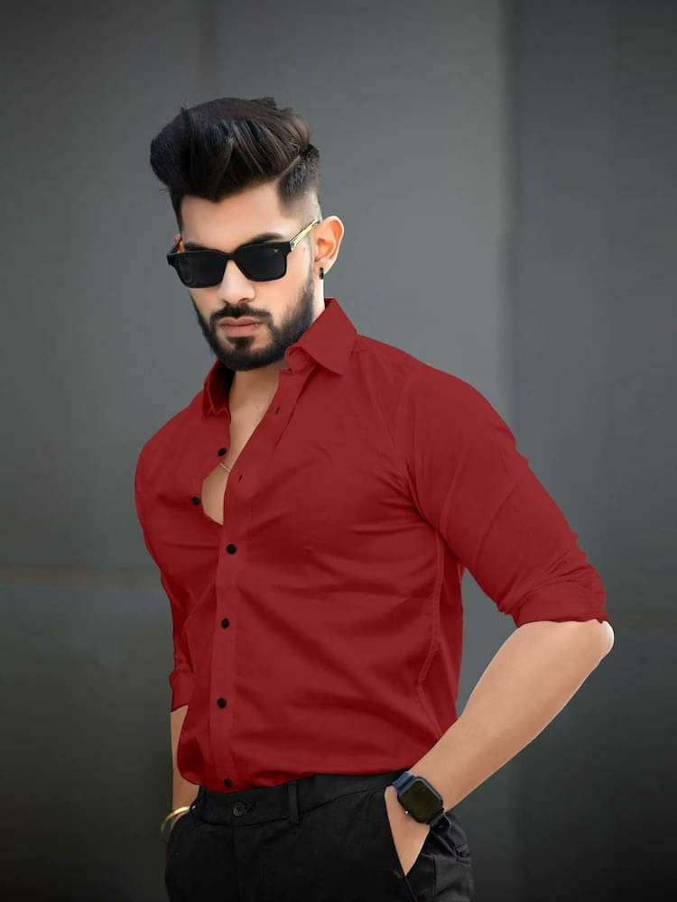 Vyzer Cotton Blend Regular Fit Solids Full Sleeves Men's Casual Shirt - Maroon ( Pack of 1 ) Vyzer Cotton Blend Regular Fit Solids Full Sleeves Men's Casual Shirt - Maroon ( Pack of 1 )
