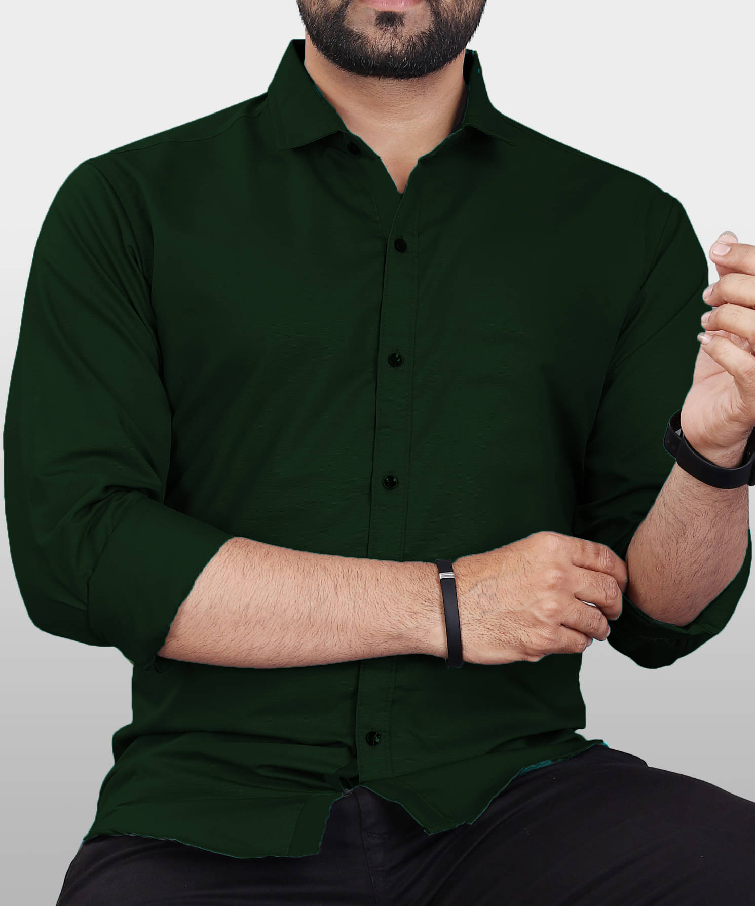     			Vyzer Cotton Blend Regular Fit Solids Full Sleeves Men's Casual Shirt - Green ( Pack of 1 )