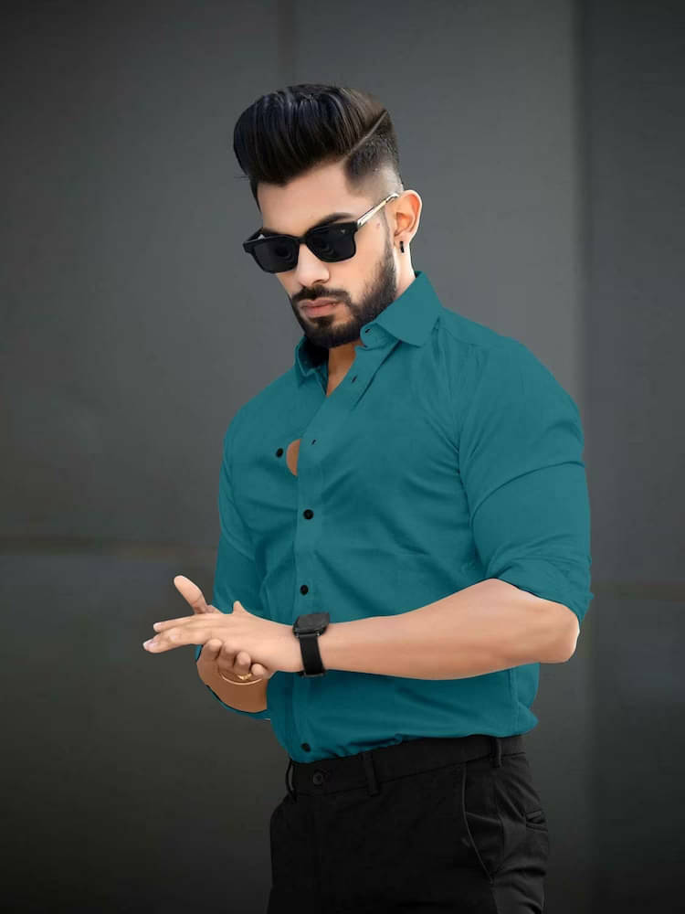 Vyzer Cotton Blend Regular Fit Solids Full Sleeves Men's Casual Shirt - Sea Green ( Pack of 1 ) Vyzer Cotton Blend Regular Fit Solids Full Sleeves Men's Casual Shirt - Sea Green ( Pack of 1 )