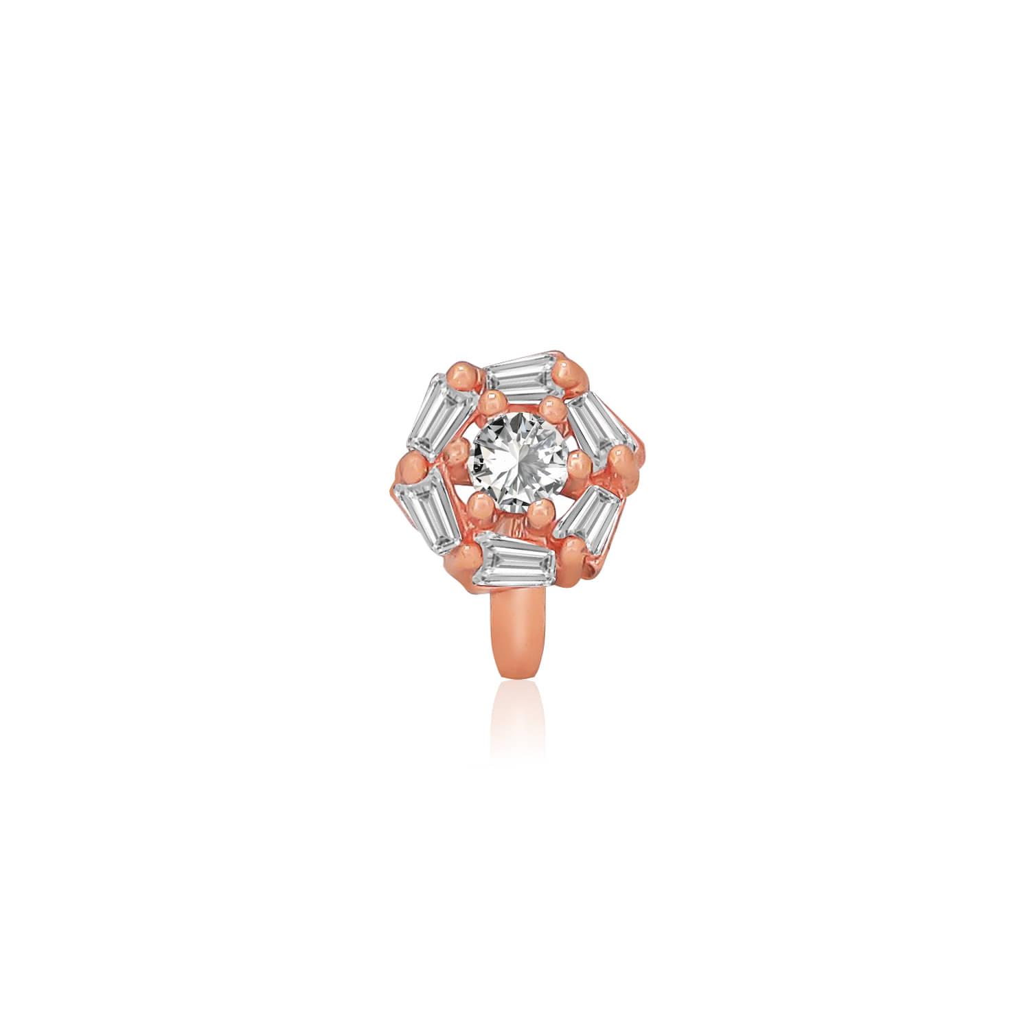     			Wester Look Daily Wear Rose Gold Plated AD Stone Nose Rings For Women And Girls