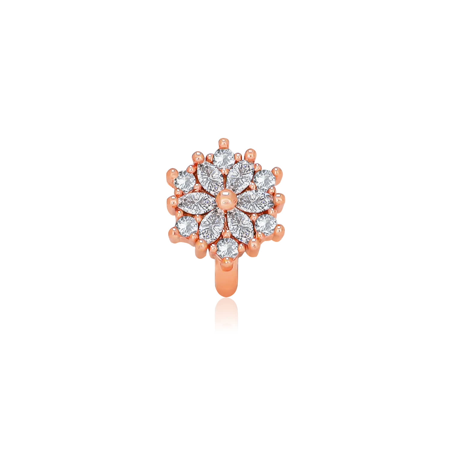 Wester Look Daily Wear Rose Gold Plated AD Stone Nose Rings For Women And Girls