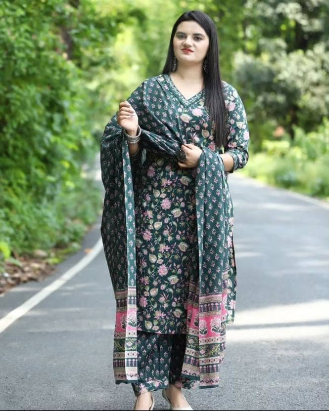 piludi Viscose Printed Kurti With Pants Women's Stitched Salwar Suit - Green ( Pack of 1 )