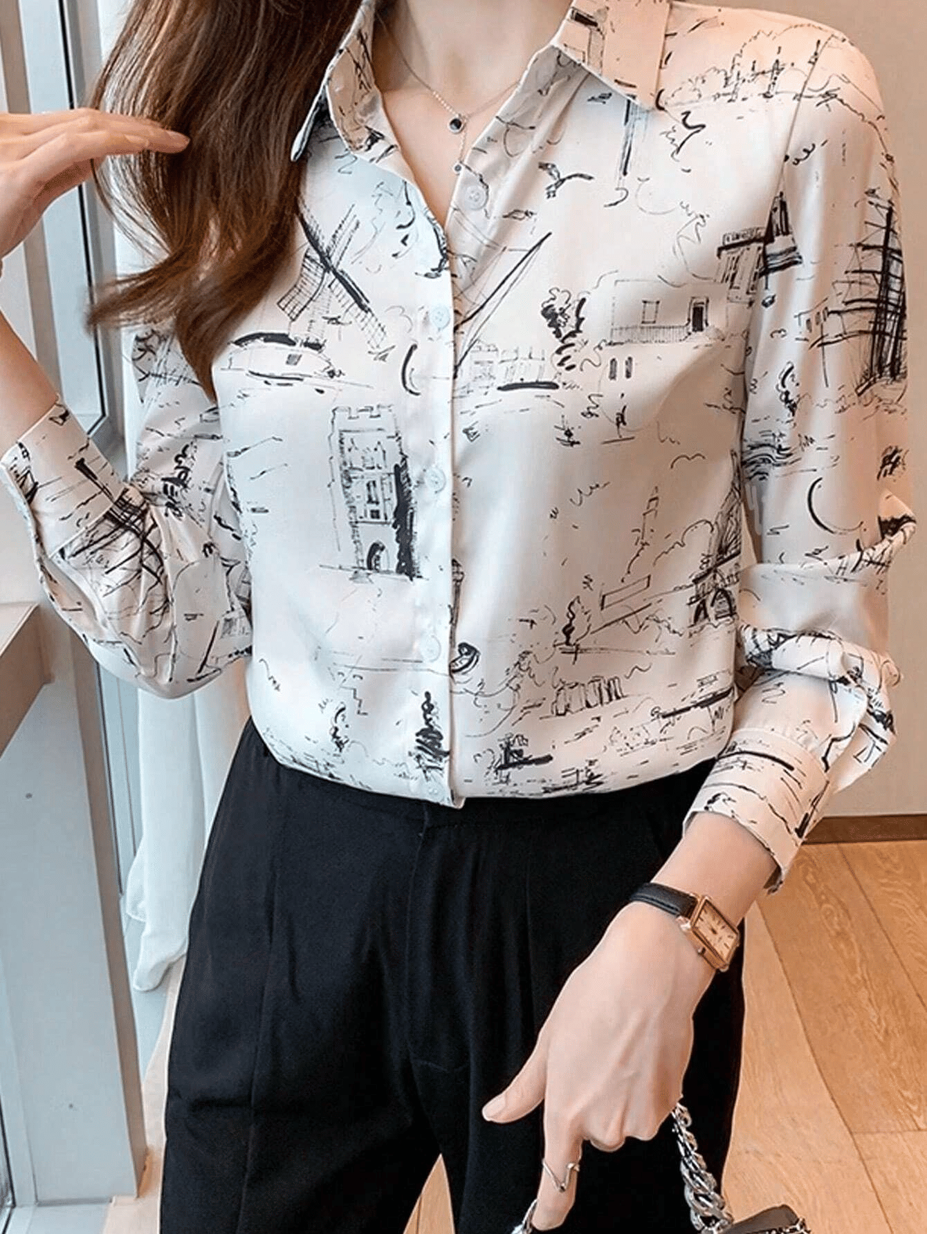 AAPSKA Women Printed Poly Cotton Shirt ( Multicolor )
