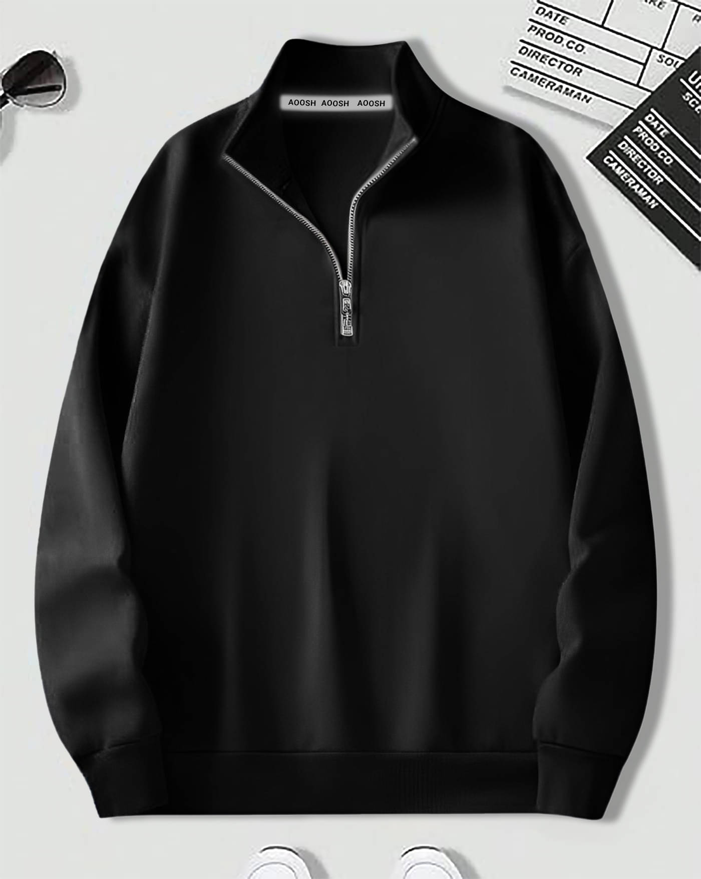     			AOOSH Fleece High Neck Men's Sweatshirt - Black ( Pack of 1 )