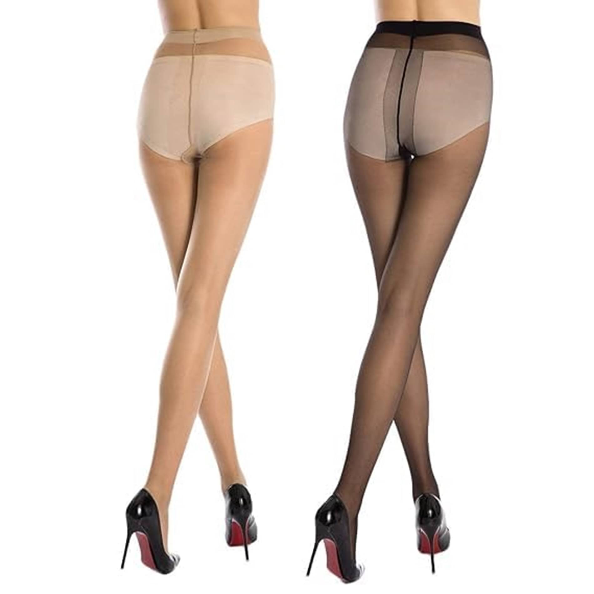     			ATIPRIYA Pack of 2 Women's Nylon Full length Stockings ( Beige,Black )