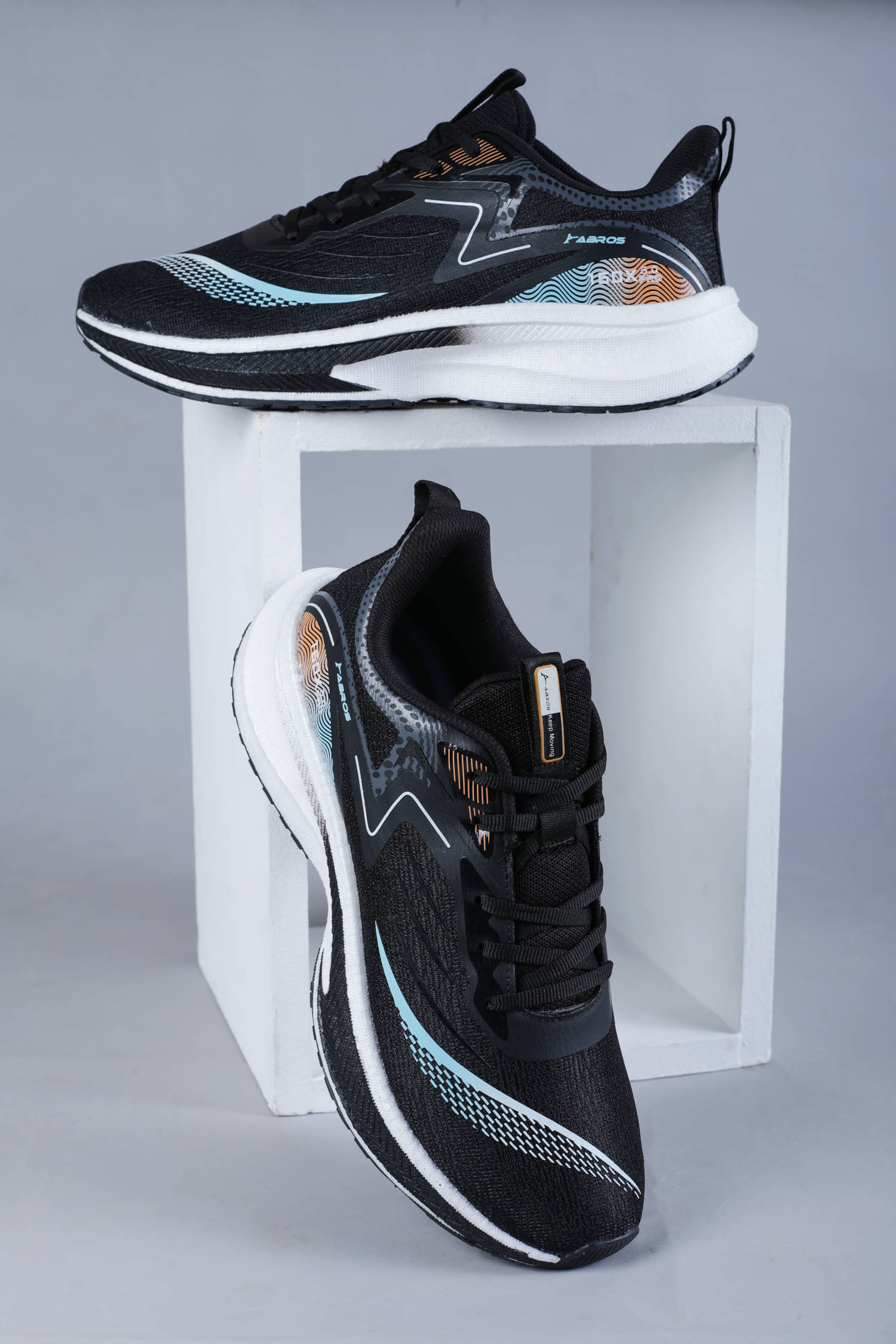    			Abros Black Men's Sports Running Shoes