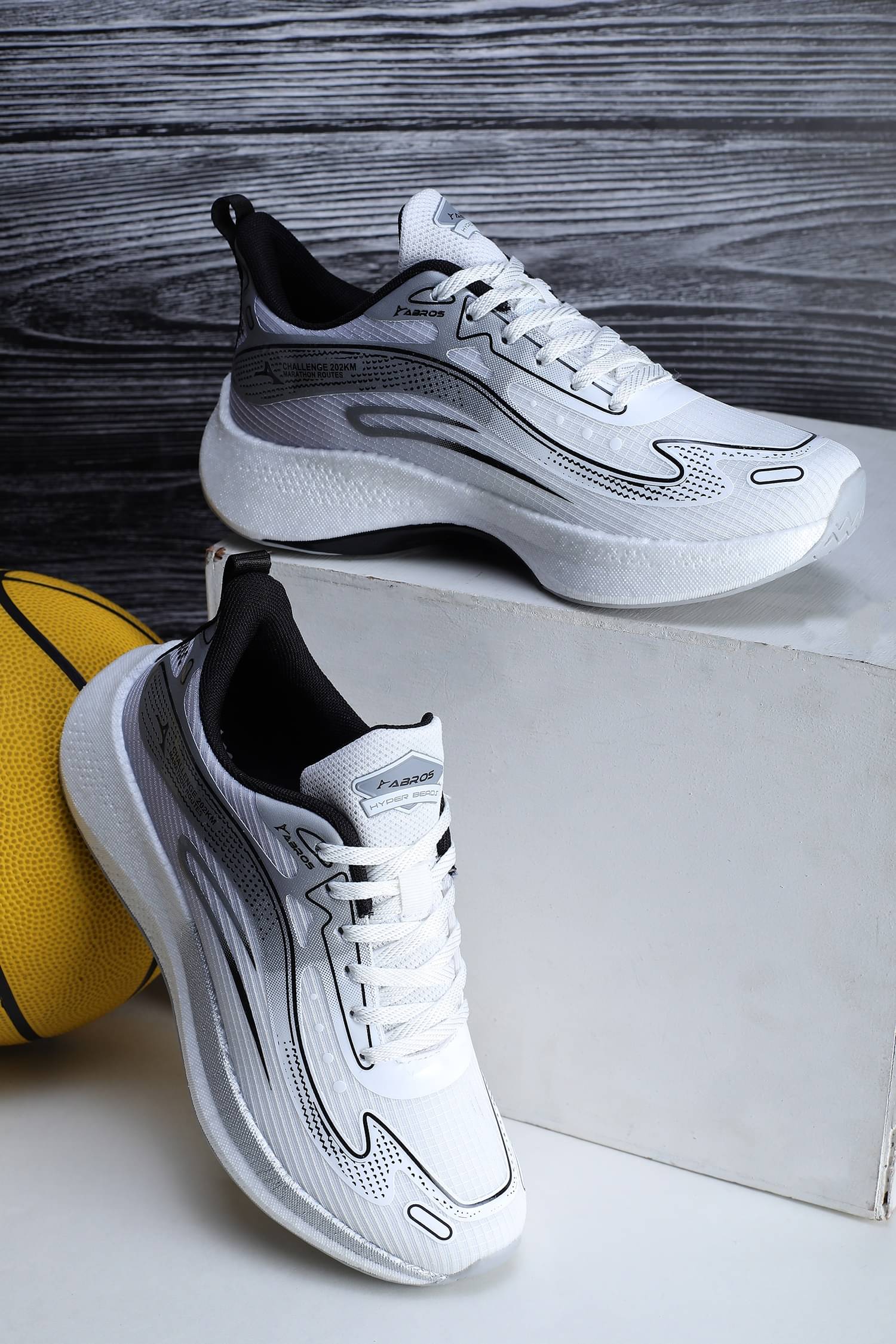     			Abros White Men's Sports Running Shoes