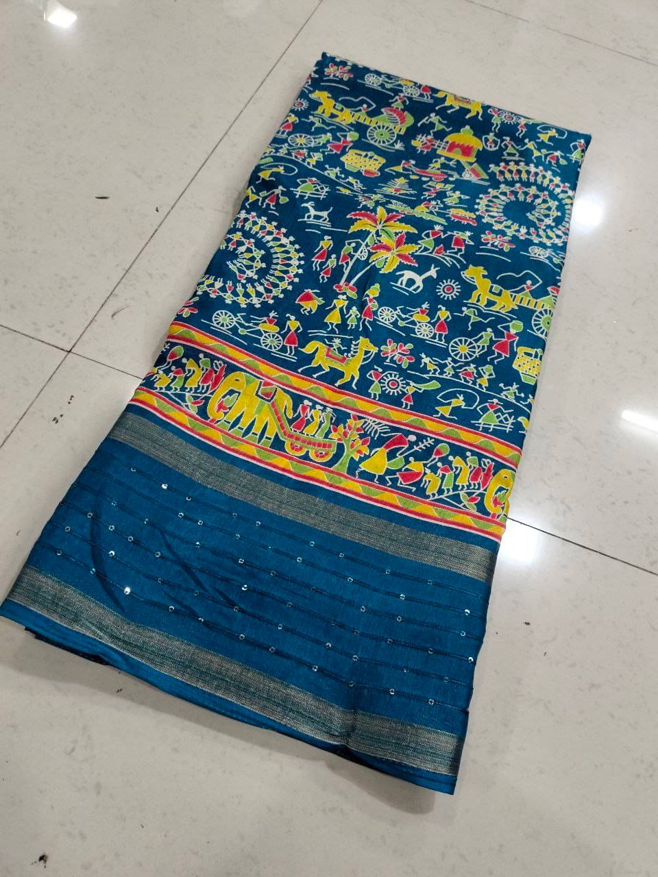 Arkia Silk Embellished Saree With Unstitched Blouse Piece ( Light Blue ) Arkia Silk Embellished Saree With Unstitched Blouse Piece ( Light Blue )