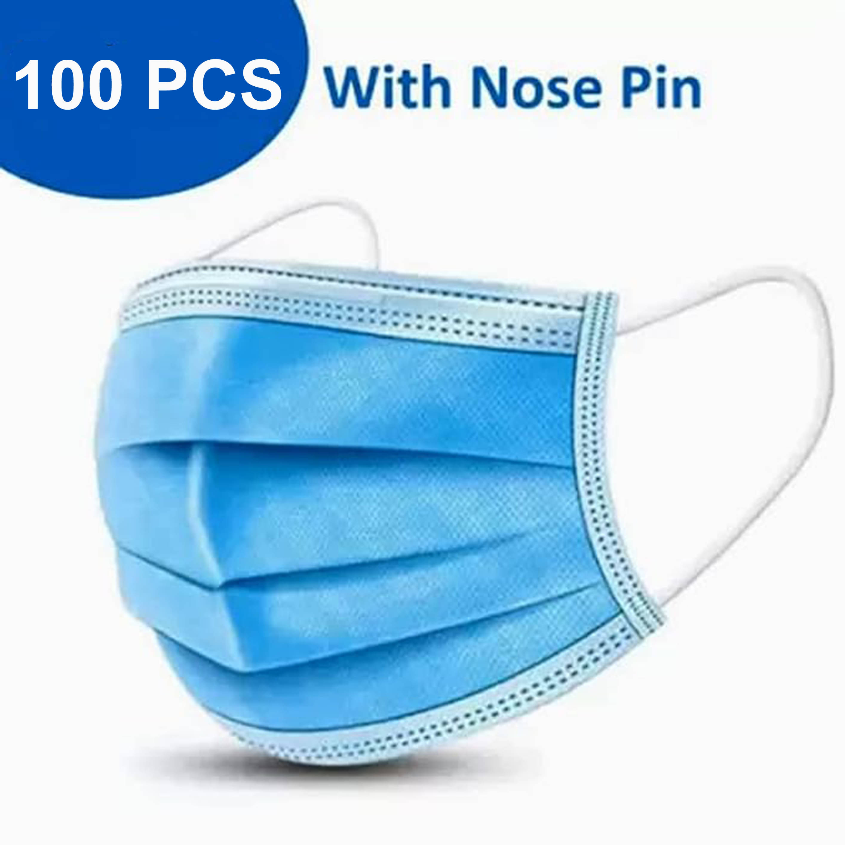     			BLAQUE ,With Nose Pin 3 Ply Face Mask - 100 Pcs