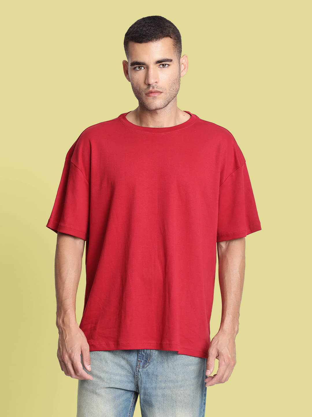     			Bene Kleed Pack of 1 Cotton Oversized Fit Solid Half Sleeves Men's Polo T Shirt ( Red )