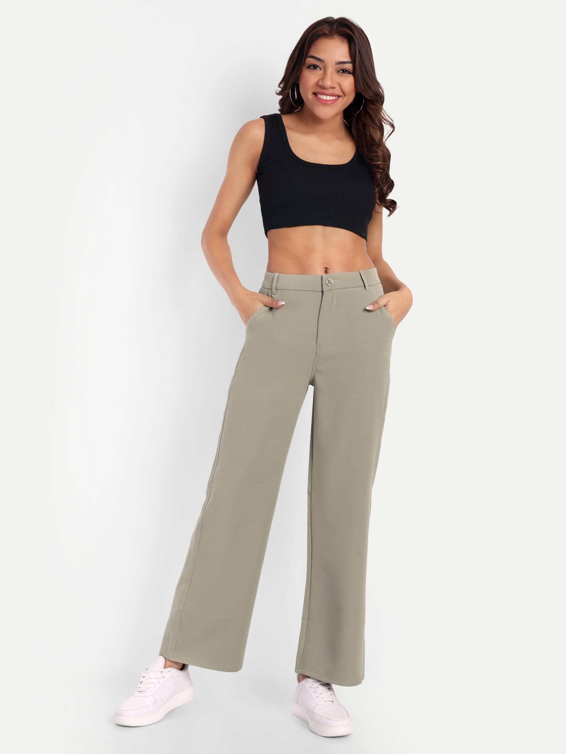     			Broadstar Pack of 1 Polyester Straight Women's Casual Pants ( Green )