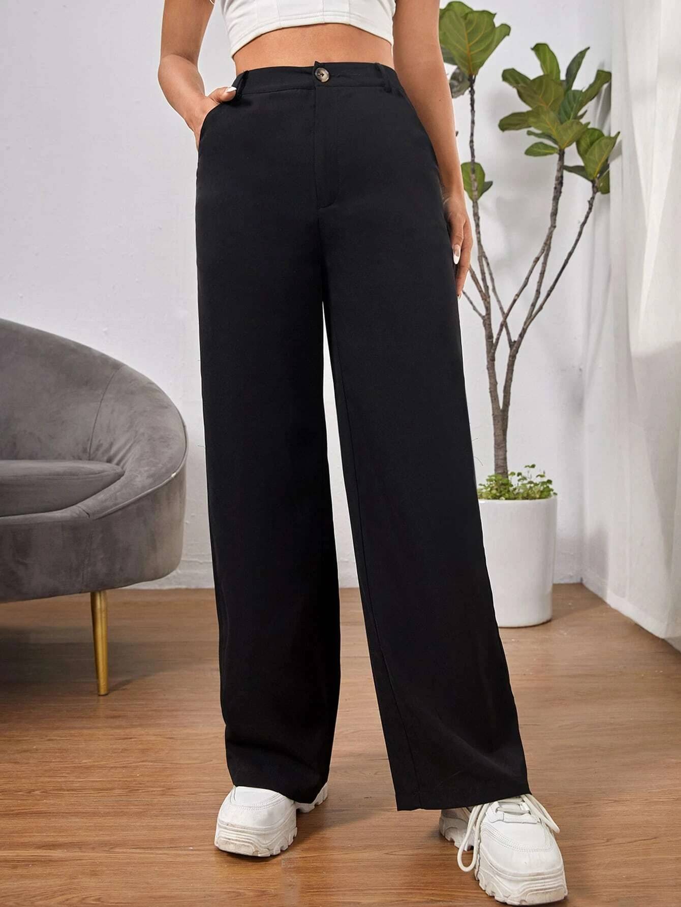     			Broadstar Pack of 1 Polyester Straight Women's Casual Pants ( Black )