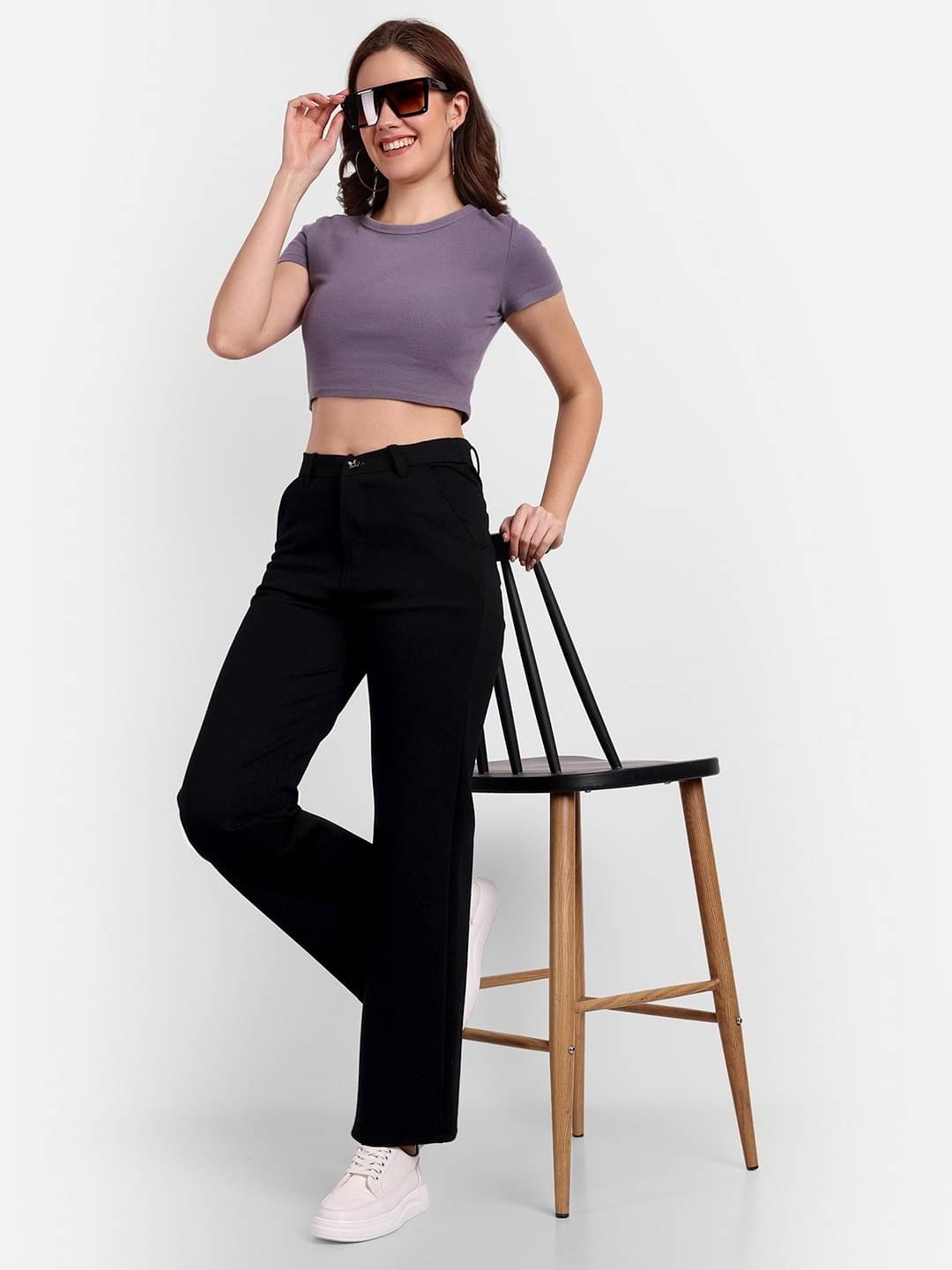     			Broadstar Pack of 1 Polyester Straight Women's Casual Pants ( Black )