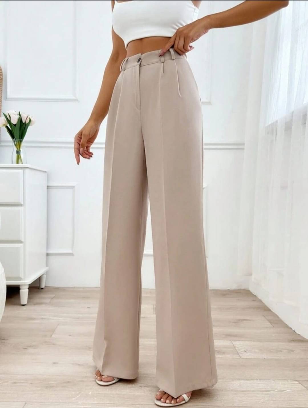     			Broadstar Pack of 1 Polyester Straight Women's Casual Pants ( Beige )