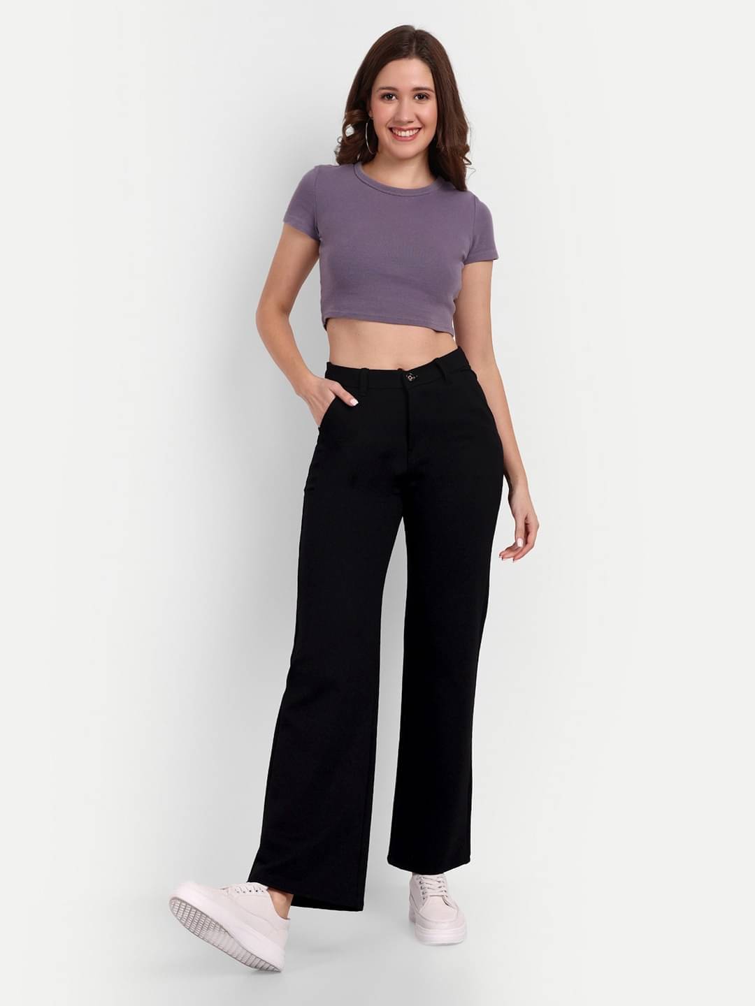     			Broadstar Pack of 1 Polyester Straight Women's Casual Pants ( Black )