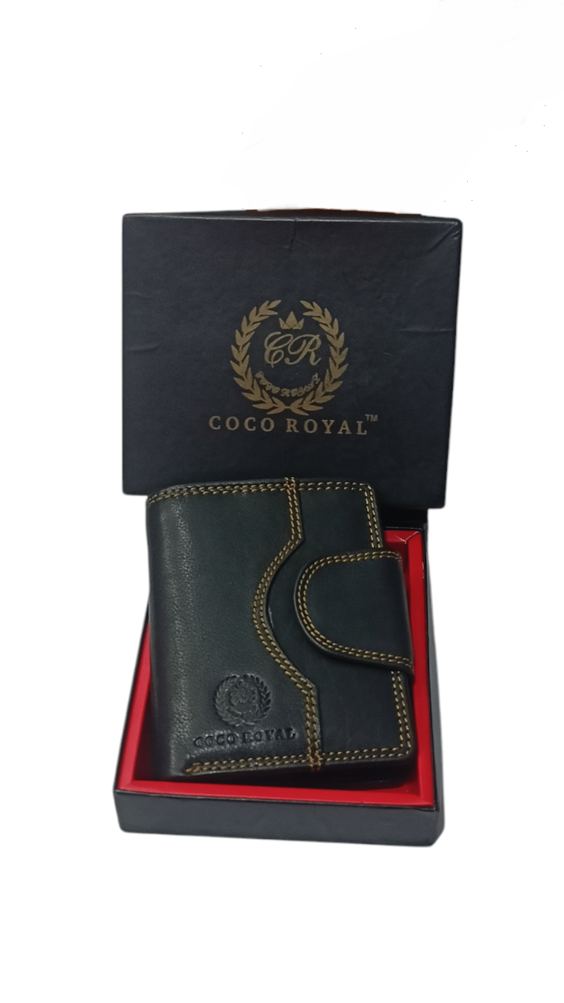     			COCO ROYAL 100% Leather Solid Men's Two Fold Wallet With More Than 10 Slots For Card ( Black , Pack of 1 )