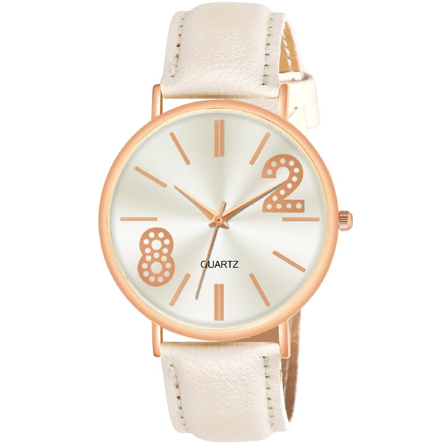     			DECLASSE White Leather Analog Men's Watch