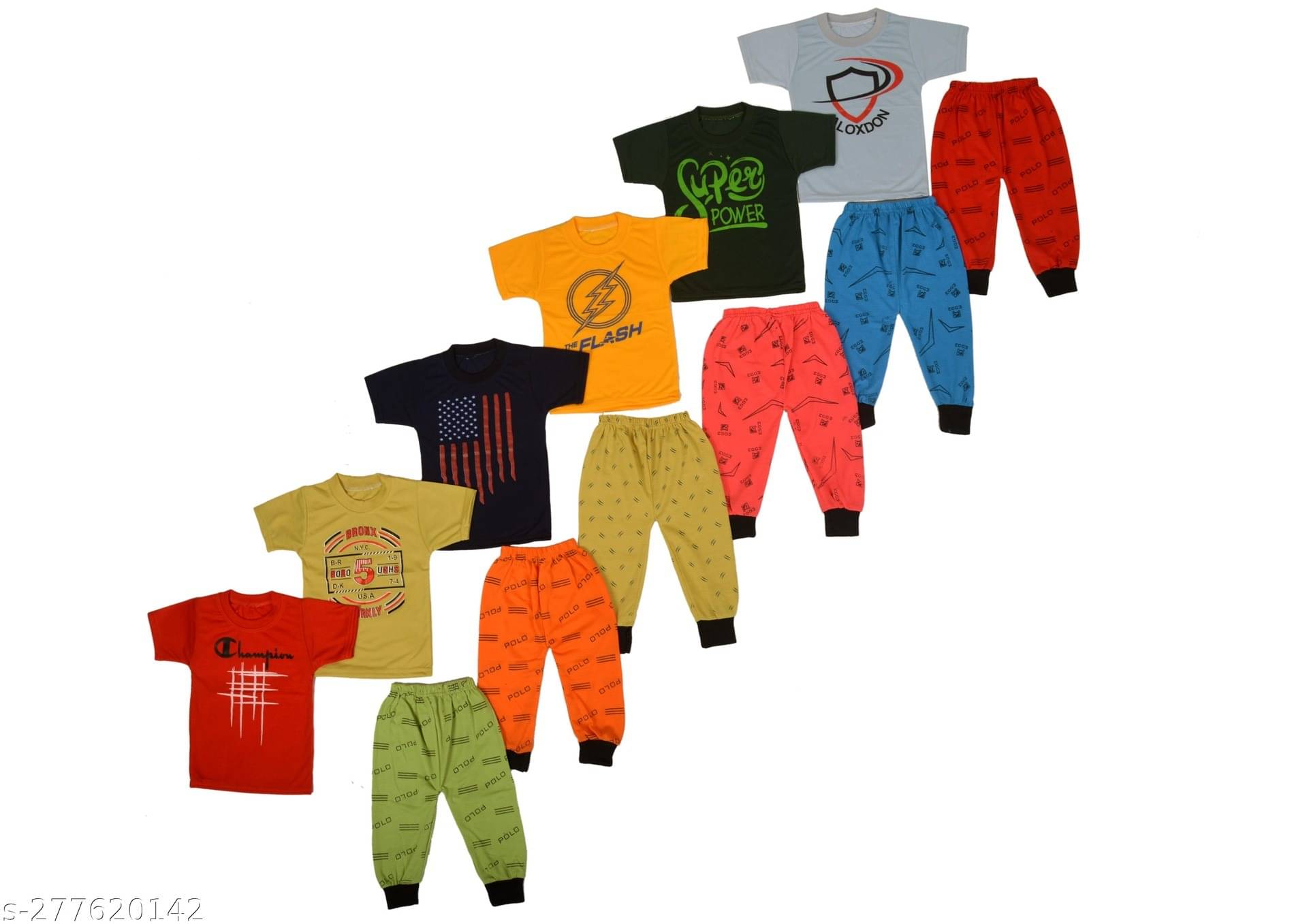 DIAMOND EXPORTER Pack of 6 Baby Boys Cotton Blend T-Shirt & Pants Set ( Multicolor )     			DIAMOND EXPORTER Pack of 6 Baby Boys Cotton Blend T-Shirt & Pants Set ( Multicolor )