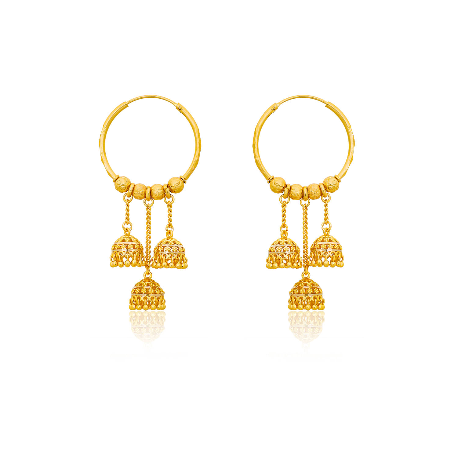    			Drashti Collection Golden Jhumki Earrings ( Pack of 1 )