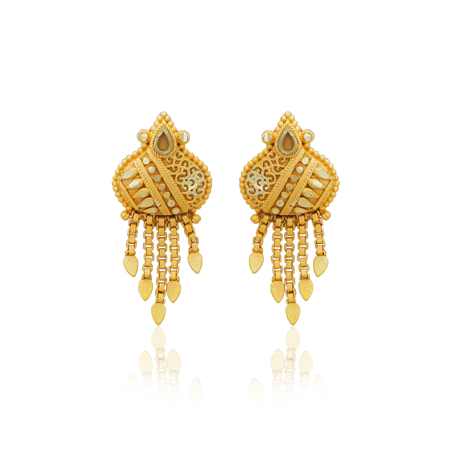     			Drashti Collection Golden Stud Earrings ( Pack of 1 )
