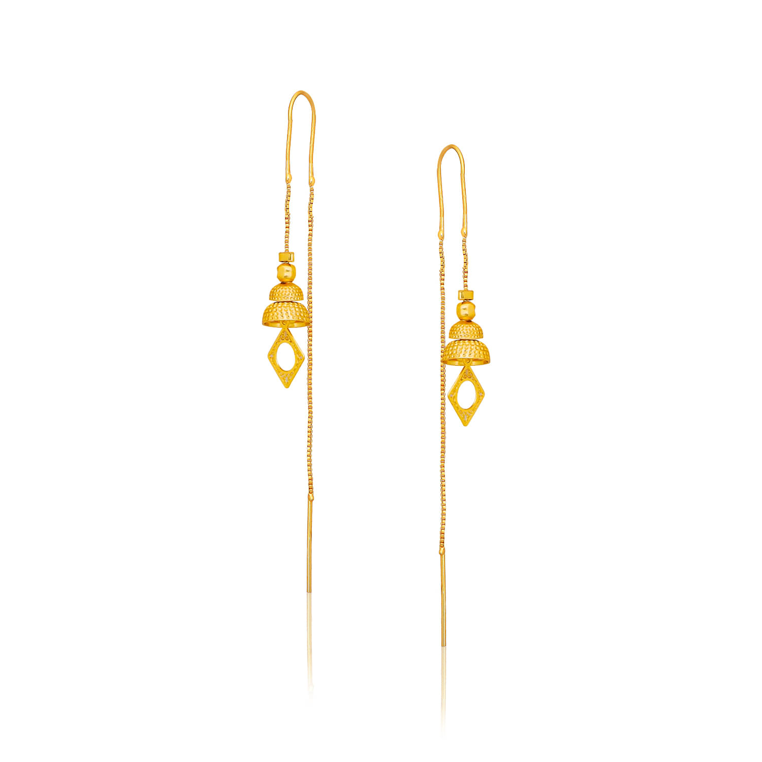     			Drashti Collection Golden Threader Earrings ( Pack of 1 )