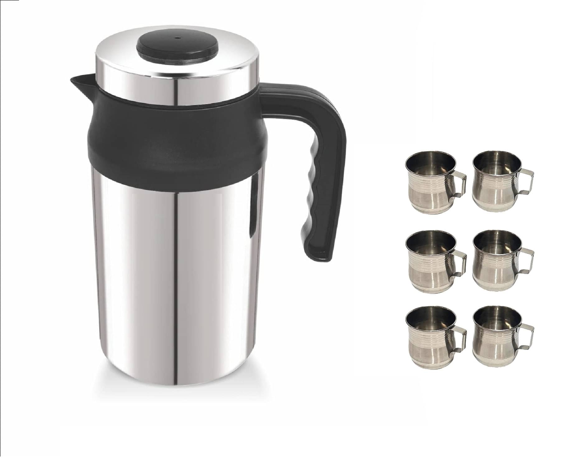     			Dynore Tea Serving Set Silver Steel Flask ( 800 ml )