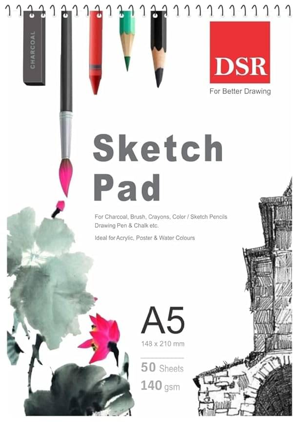     			Eclet 50 Sheet A5 Sketchbook Pack of 1-5.8 x 8.3 Inch 140 GSM| Top Spiral-Bound Sketchpad for Artists | Sketching and Drawing Acid Free Paper, for Doodling for Professional & acadmic use