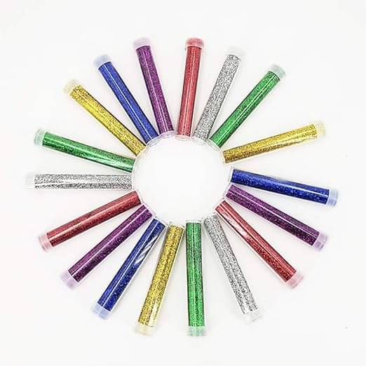     			Eclet - Pack of 12 Premium Glitter Sparkle Powder/Dust (Assorted Colours) for Arts and Crafts, Scrapbooking, Paper Decorations Multicolor