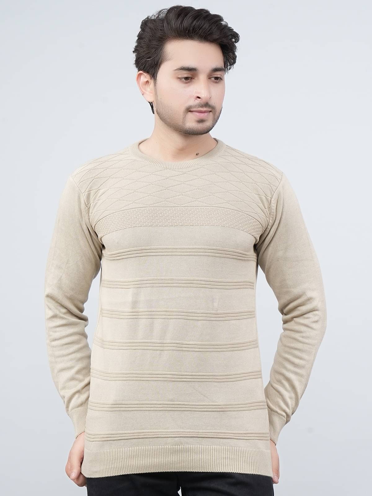     			FEVERFEW Cotton Blend Round Neck Men's Full Sleeves Pullover Sweater - Multicolor ( Pack of 1 )