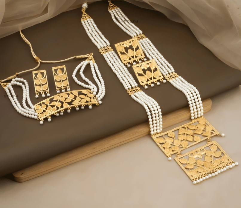Harsha Creation Golden Alloy Necklace Set ( Pack of 1 ) Harsha Creation Golden Alloy Necklace Set ( Pack of 1 )