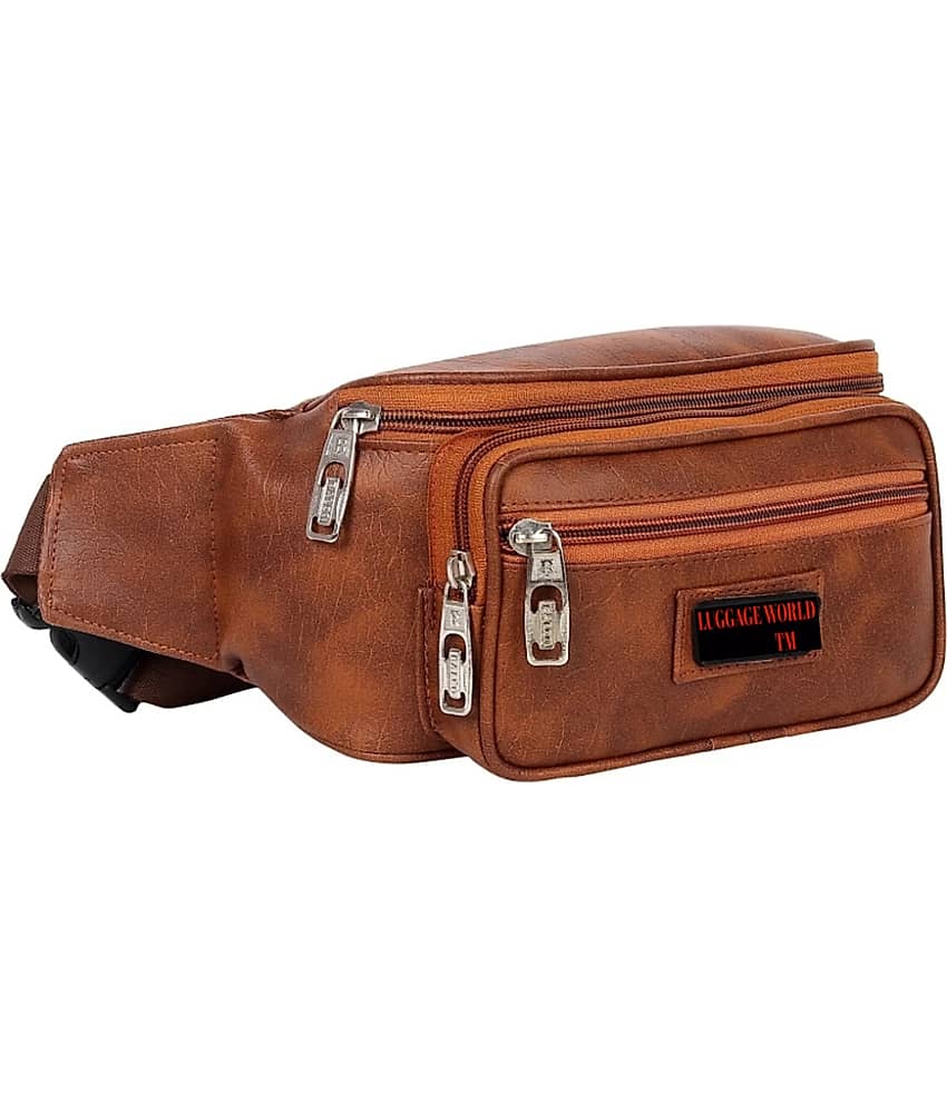 Luggage world side bag Leather Brown Waist Pouch - Handbags | Buy online on ZillyBuy