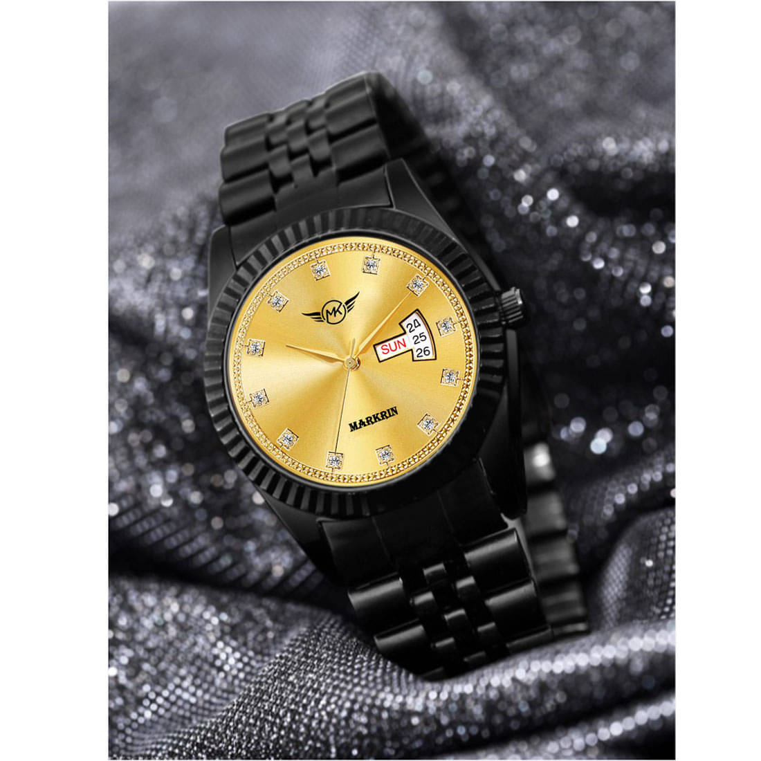     			MARKRIN Black Stainless Steel Analog Men's Watch