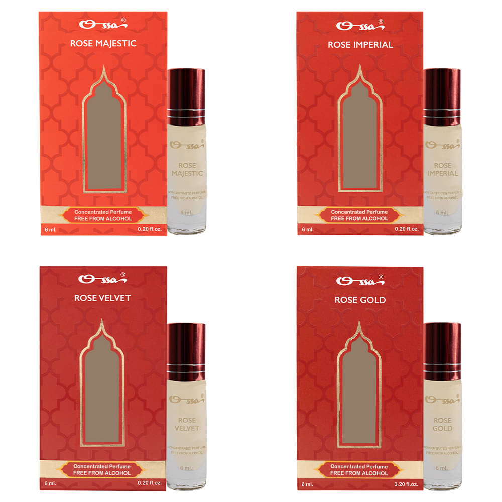     			Ossa Rose Non- Alcoholic Below 50ml Attar ( Pack of 4 )