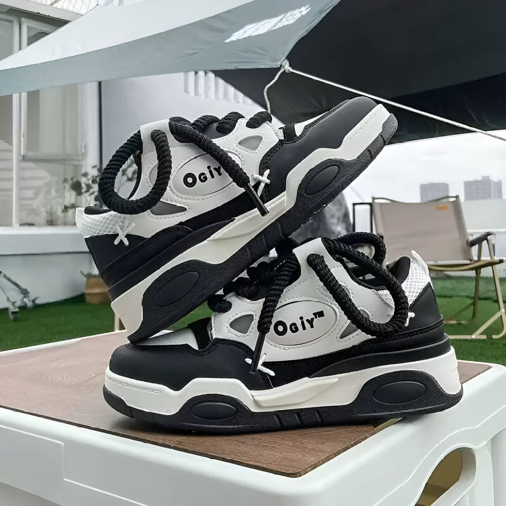     			PM Traders Ogiy Retro shoes For Men Black Men's Sneakers