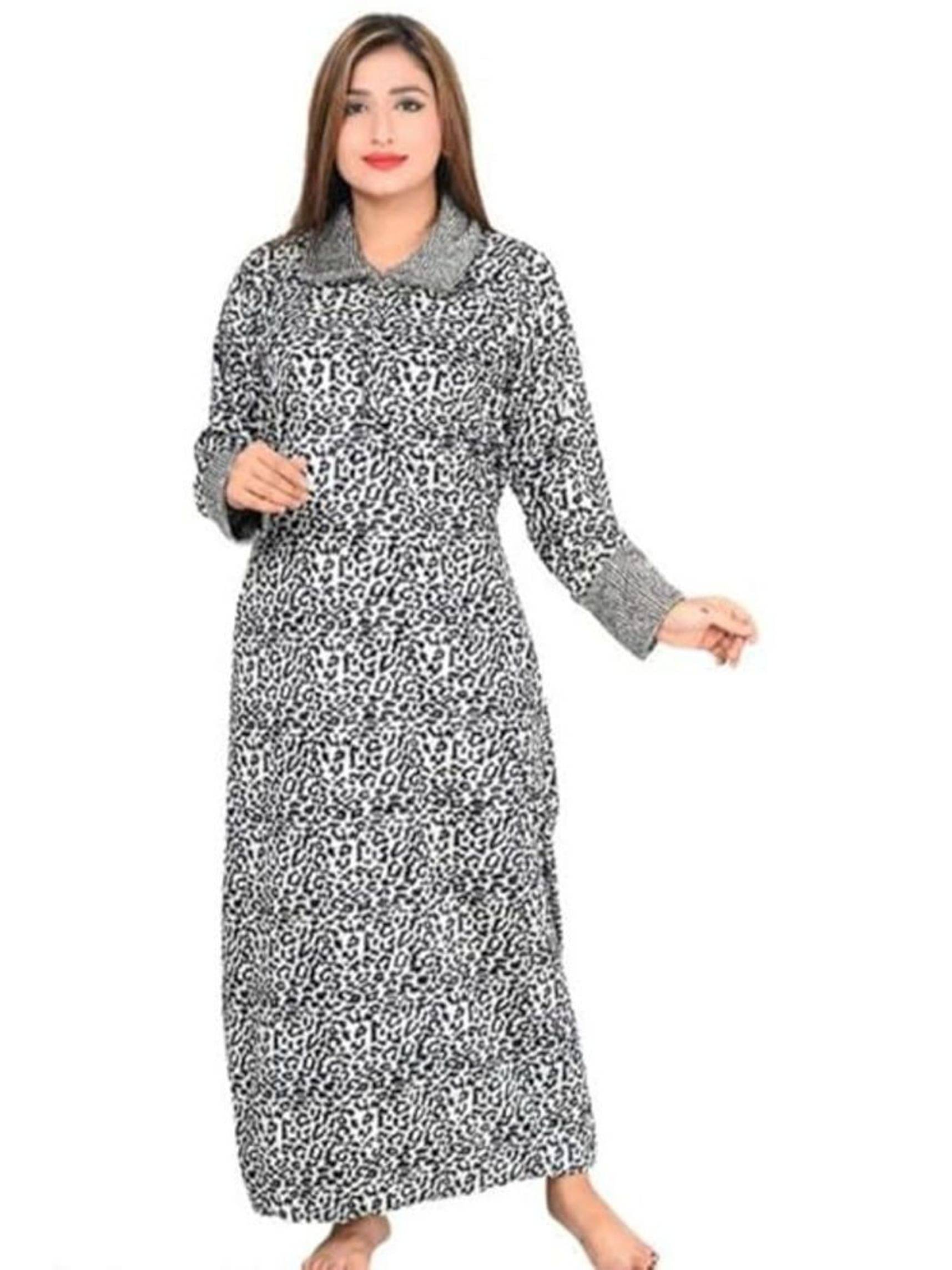 REAL STYLE Women Velvet Printed Gown ( White ) REAL STYLE Women Velvet Printed Gown ( White )