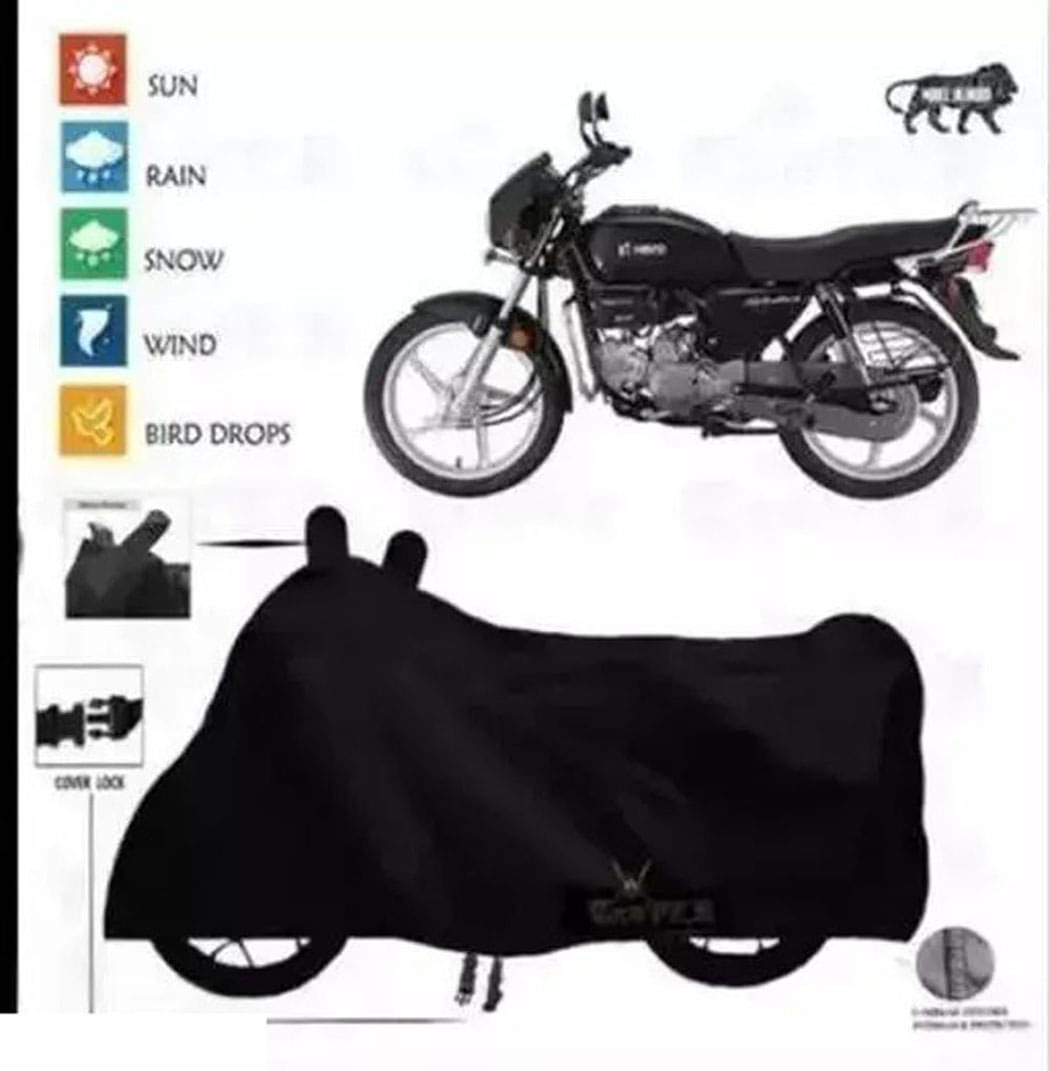     			RONISH Bike Body Cover for Hero Splendor Plus ( Pack of 1 ) , Black