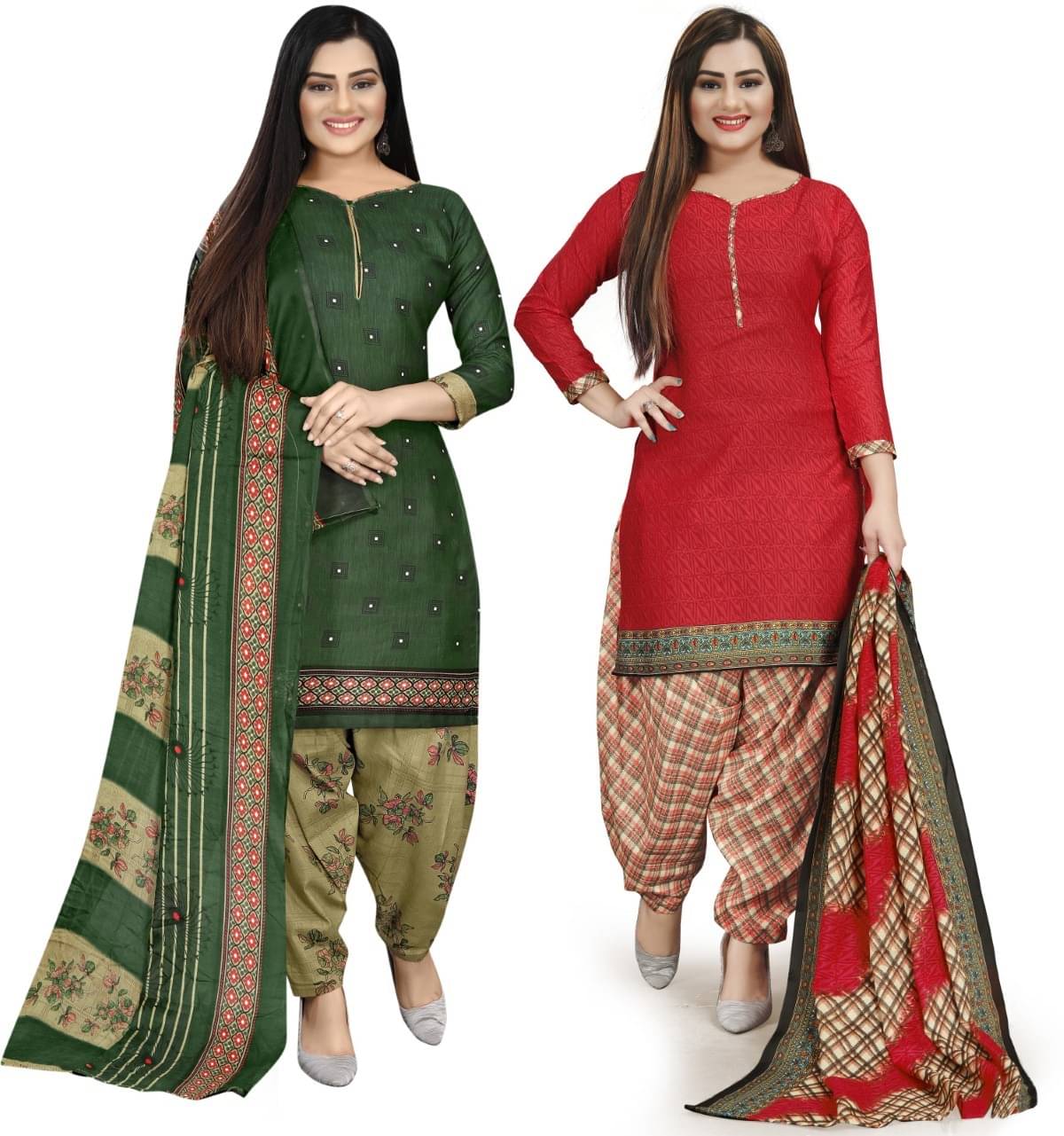 Rajnandini Unstitched Cotton Blend Printed Dress Material - Multicolor ( Pack of 2 ) Rajnandini Unstitched Cotton Blend Printed Dress Material - Multicolor ( Pack of 2 )