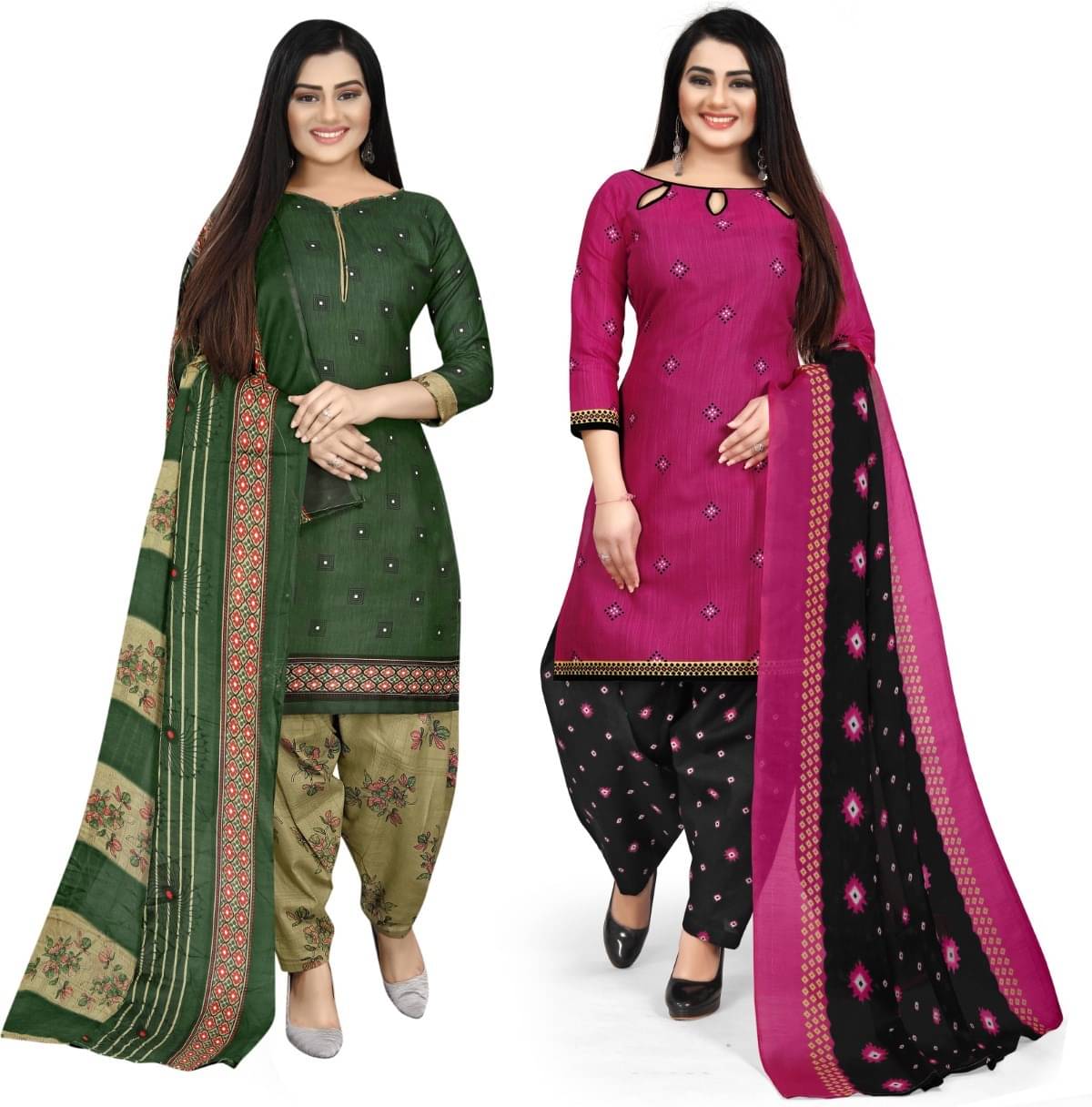 Rajnandini Unstitched Cotton Blend Printed Dress Material - Multicolor ( Pack of 2 ) Rajnandini Unstitched Cotton Blend Printed Dress Material - Multicolor ( Pack of 2 )