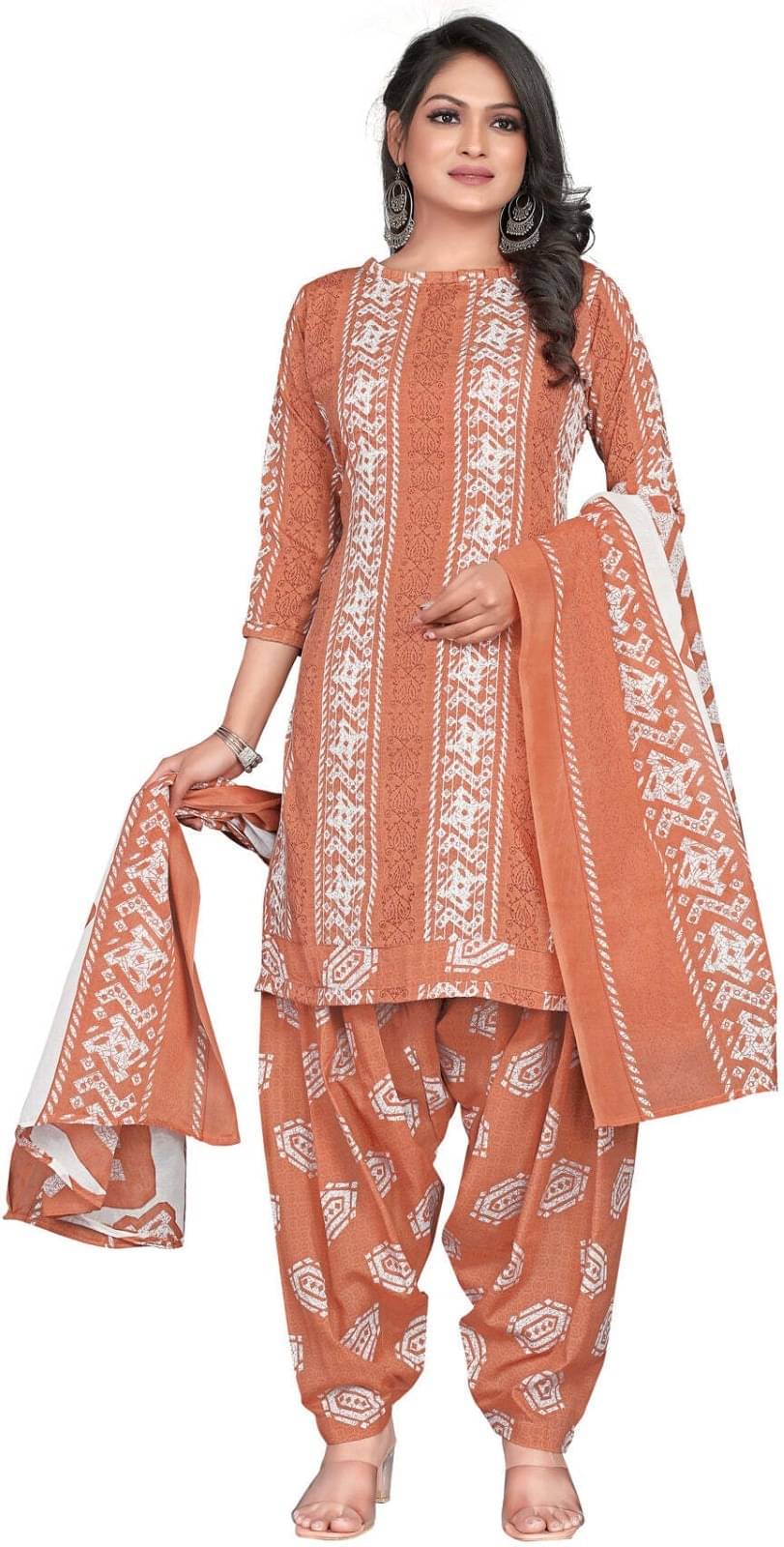 Rajnandini Unstitched Cotton Blend Printed Dress Material - Brown ( Pack of 1 ) Rajnandini Unstitched Cotton Blend Printed Dress Material - Brown ( Pack of 1 )