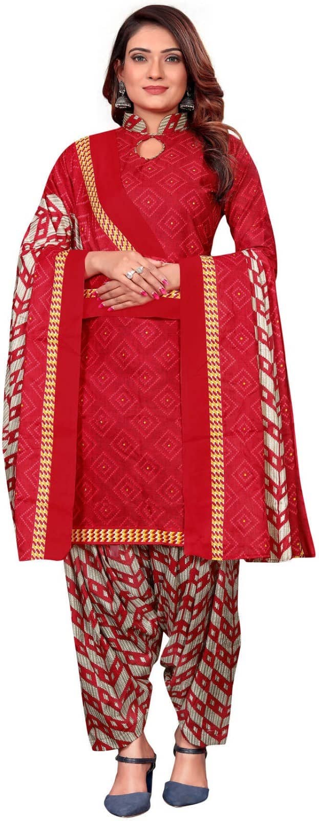 Rajnandini Unstitched Cotton Blend Printed Dress Material - Multicolor ( Pack of 1 ) - Unstitched Fabrics | Buy online on ZillyBuy