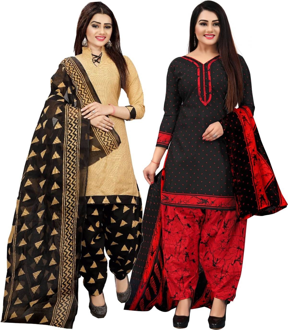     			Rajnandini Unstitched Cotton Blend Printed Dress Material - Multicolor ( Pack of 2 )