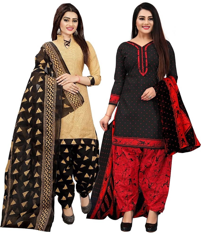 Rajnandini Unstitched Cotton Blend Printed Dress Material - Multicolor ( Pack of 2 ) - Unstitched Fabrics | Buy online on ZillyBuy